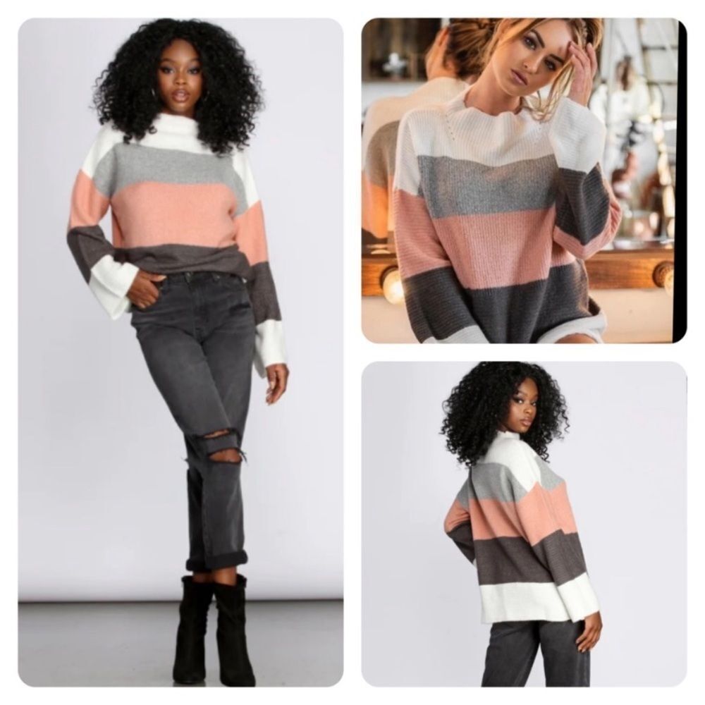 NWOT Windsor Mock Neck Colorblock Sweater Size XS